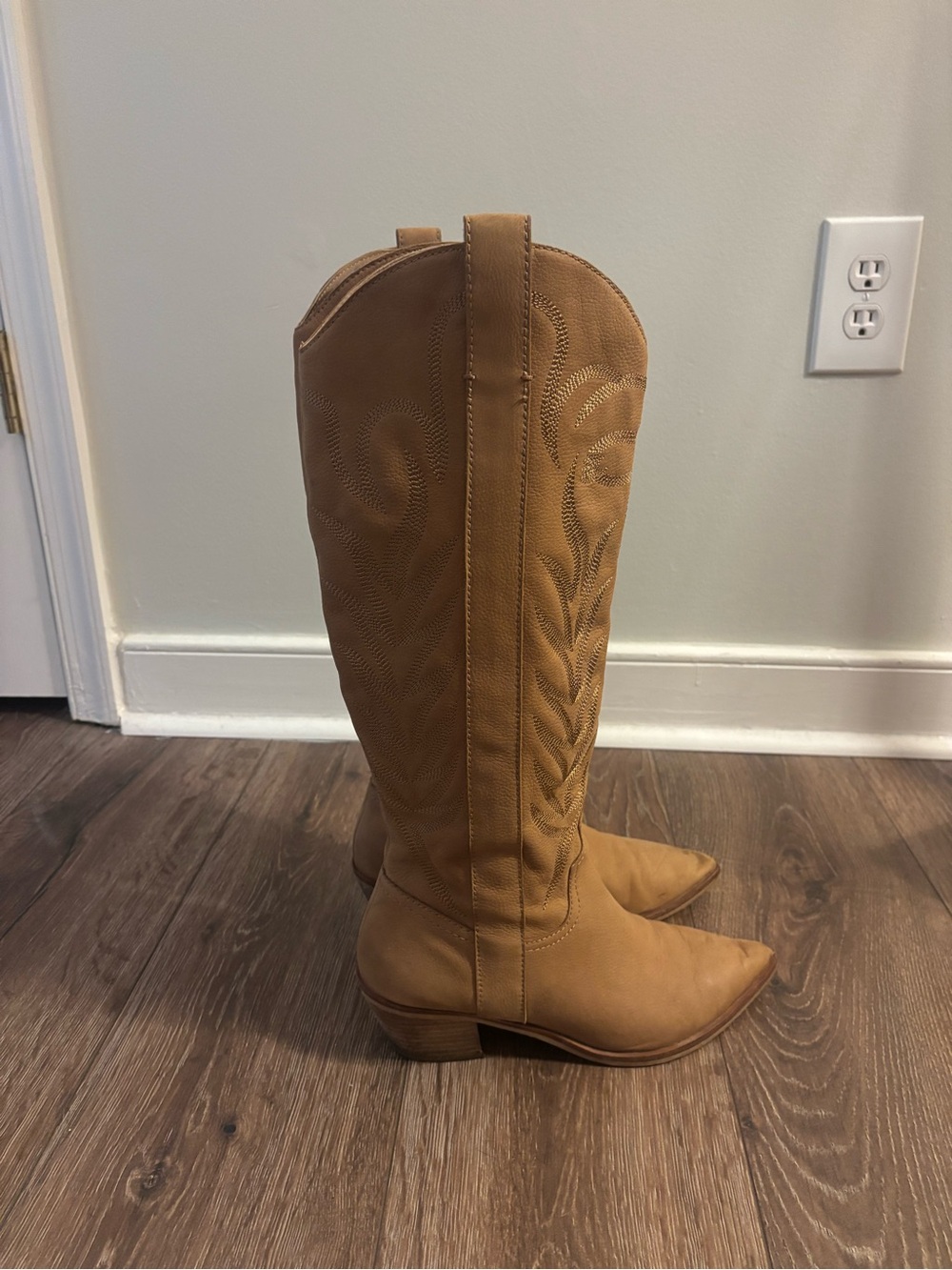 Dolce Vita Tan Leather Western Knee-High Boots